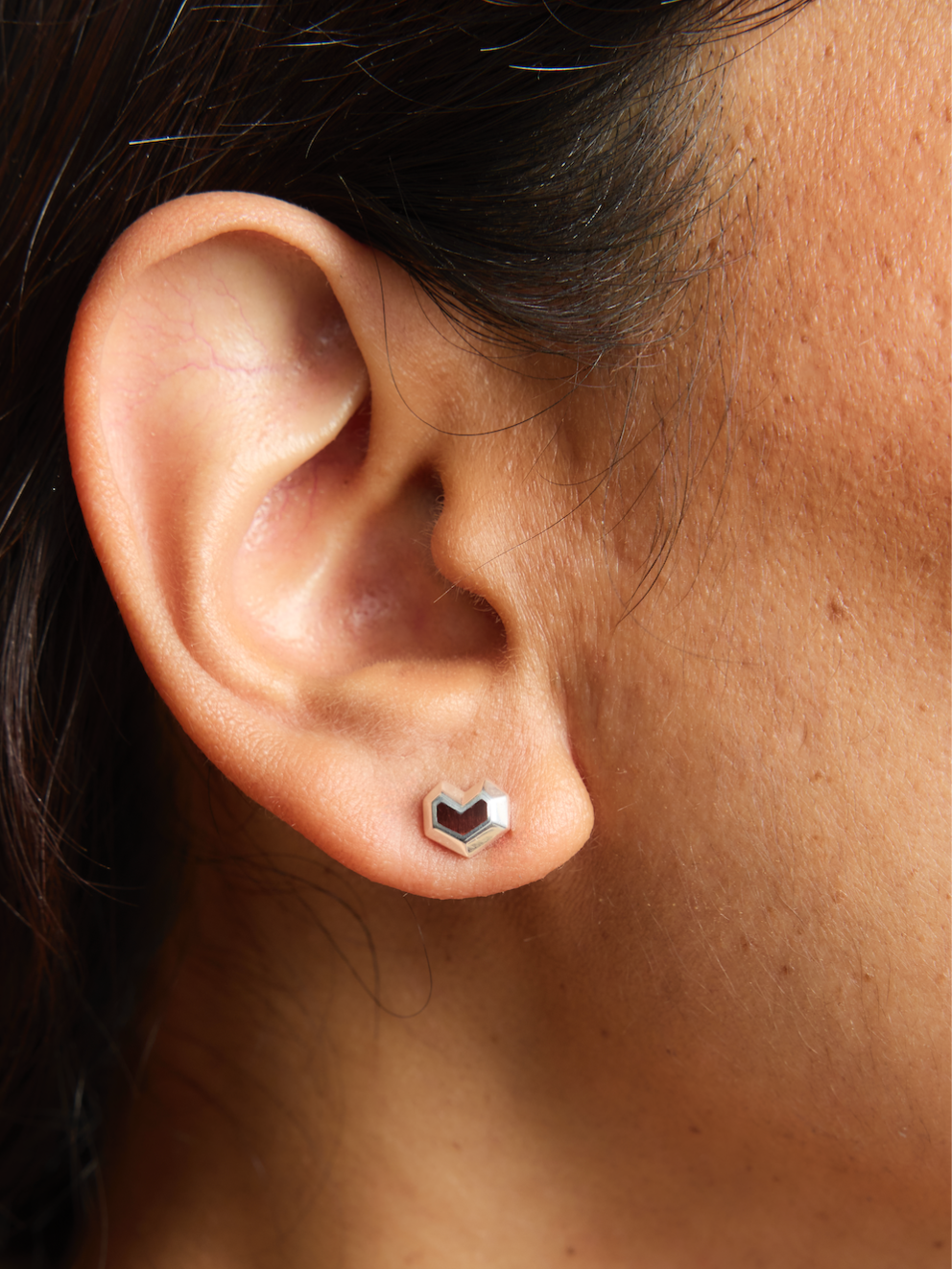 DARYL STUDS <br> Sterling Silver - Red Tiger Eye