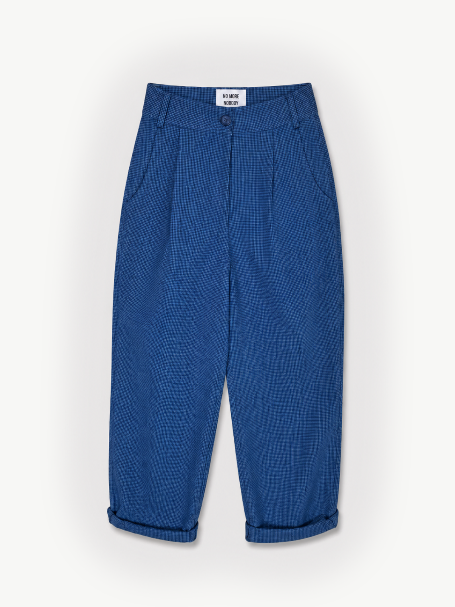Sculpt Leg Trousers Cotton Blue Check – Bernadette | No More Nobody