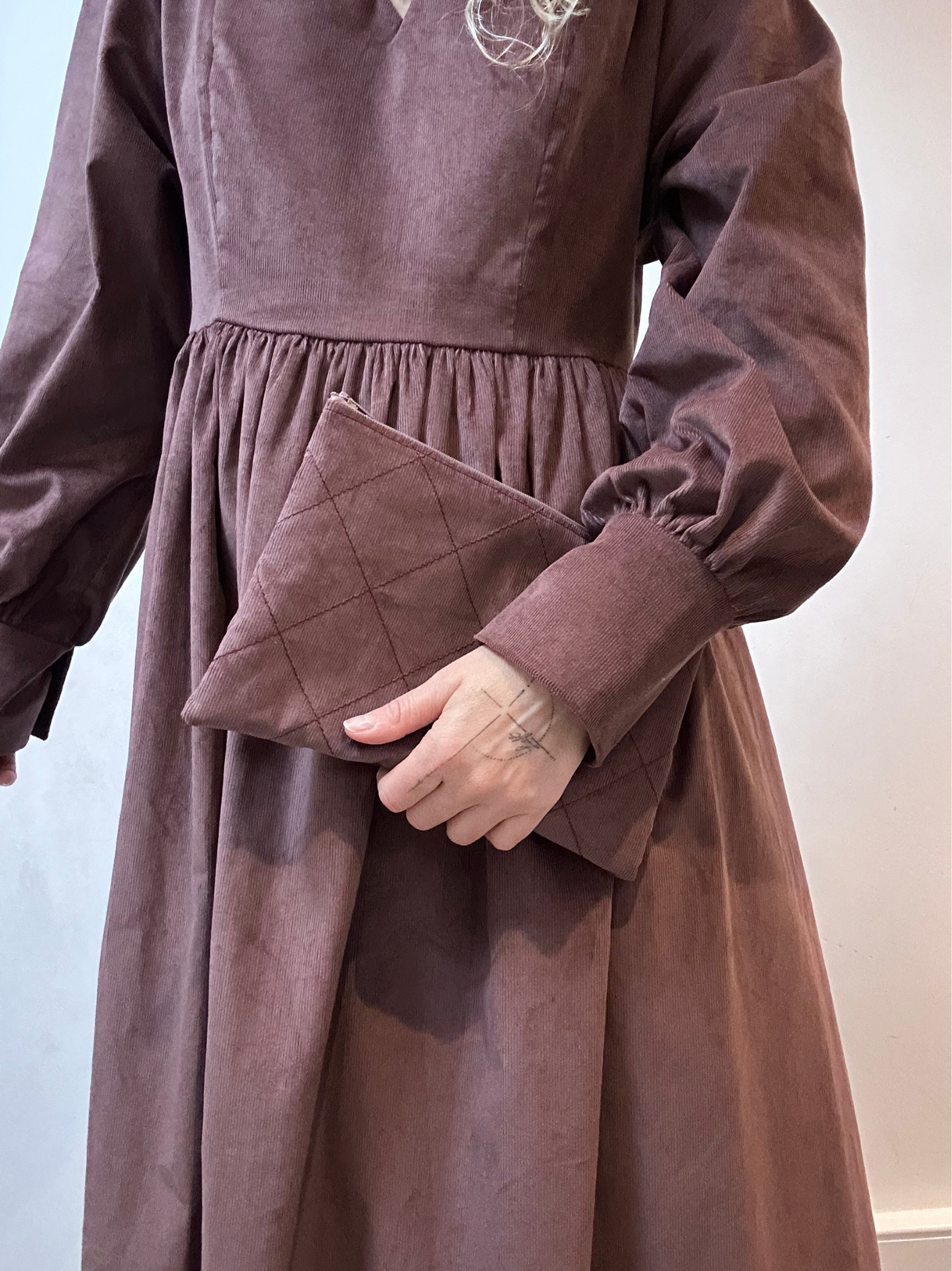 MICHELLE MAXI DRESS <br> Corduroy Taupe Pink