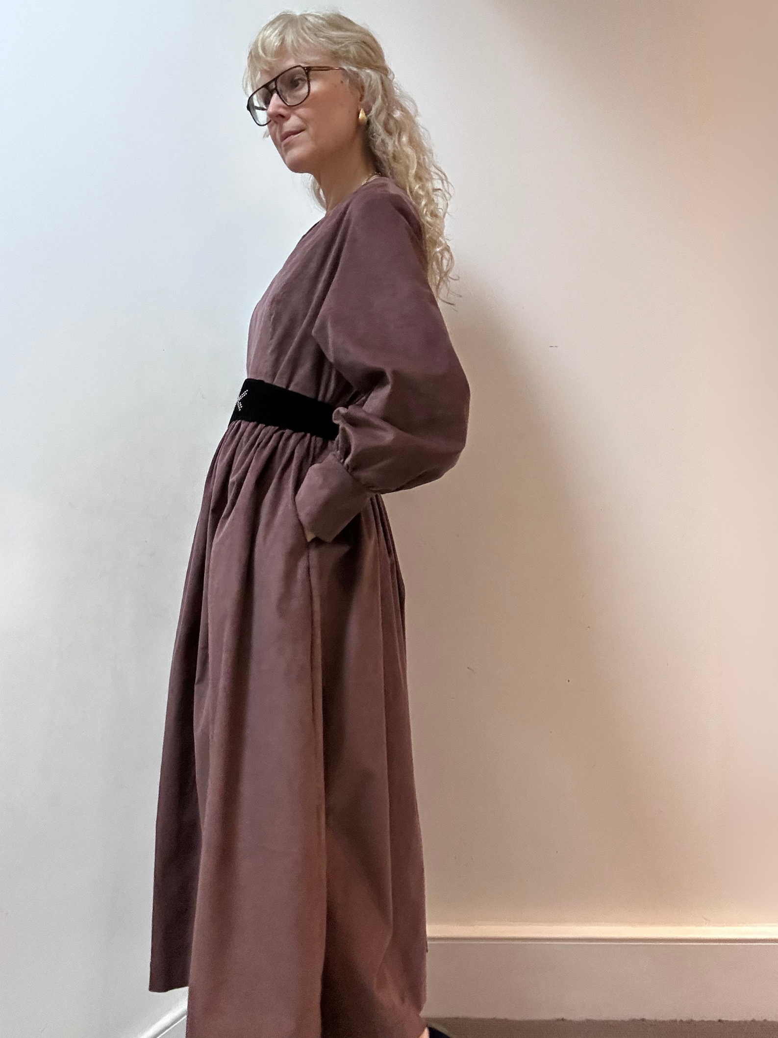 MICHELLE MAXI DRESS <br> Corduroy Taupe Pink