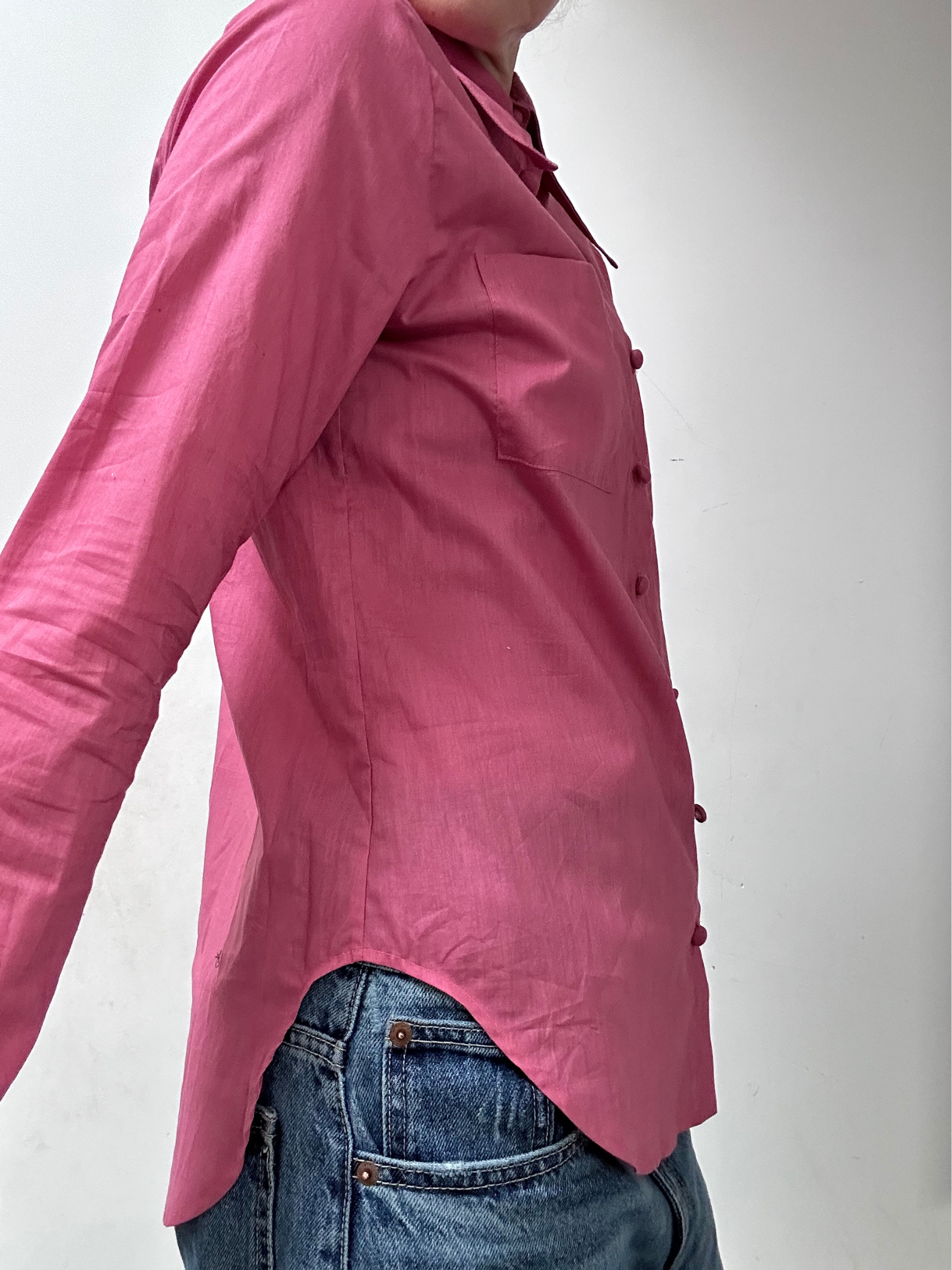 RENE SHARP COLLAR SHIRT <br> Organic Cotton Pink