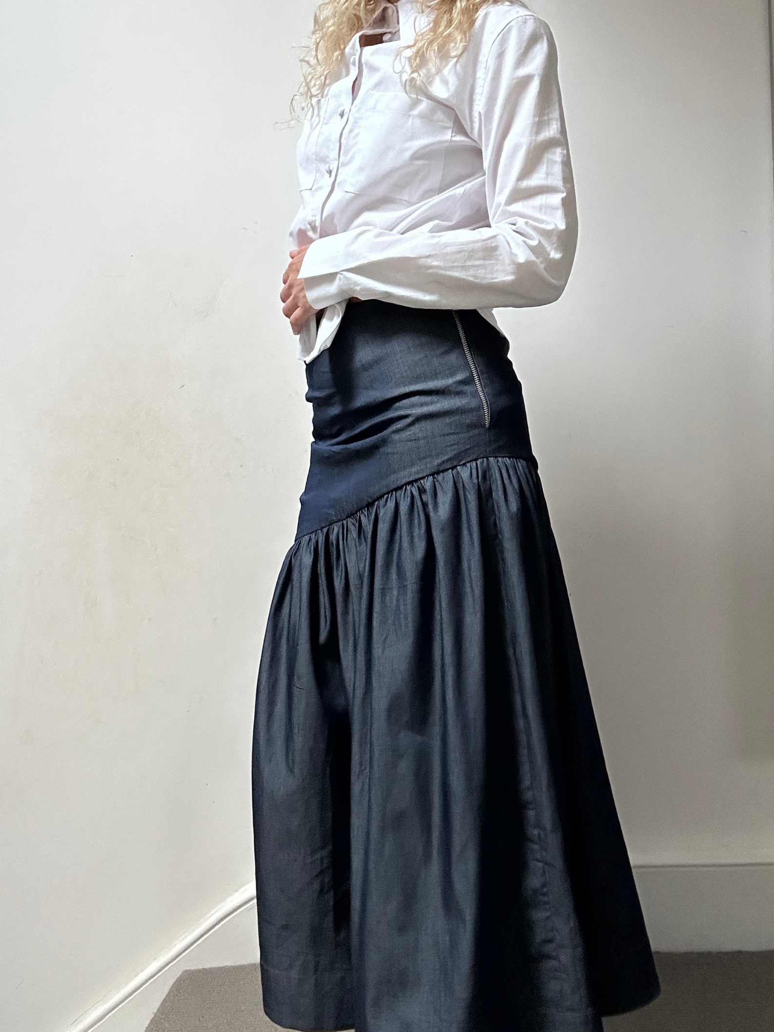 HILDA MAXI SKIRT <br> denim chambray
