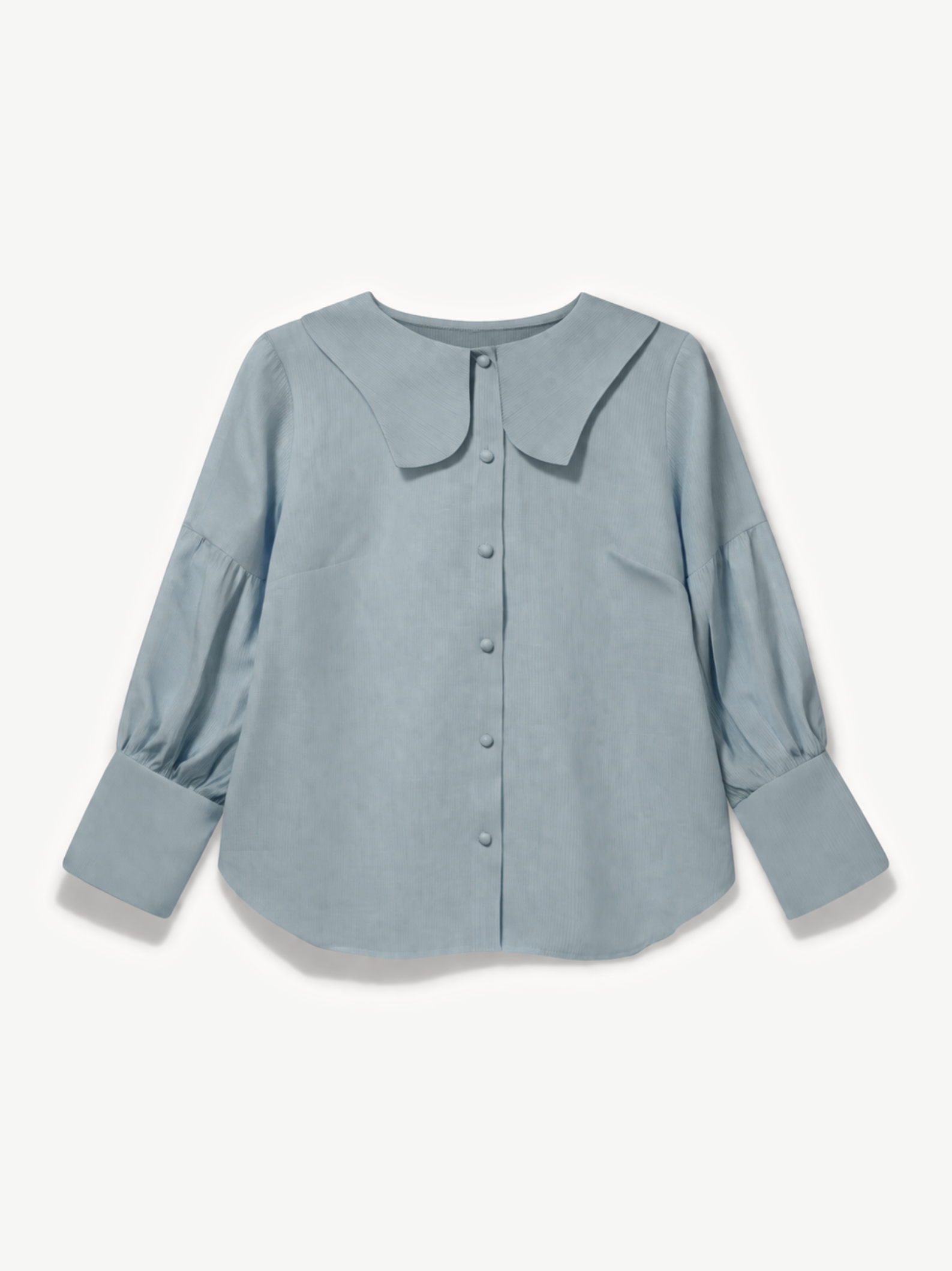 Light blue shirt with a collar on a white background