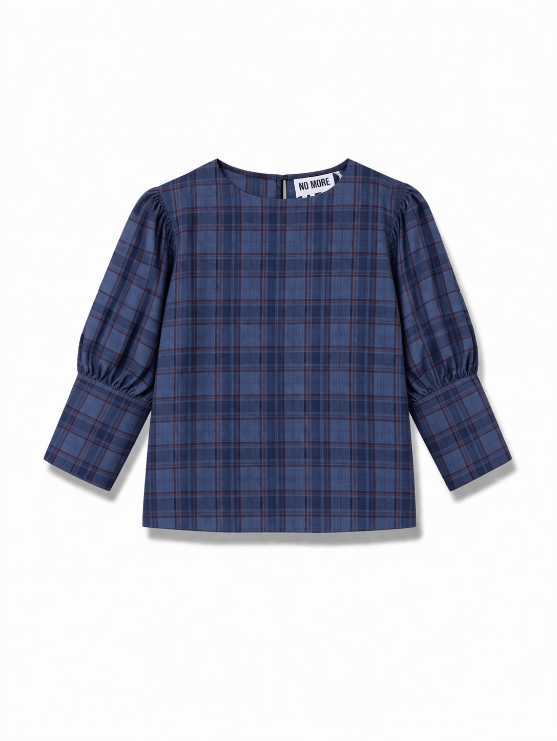 Navy Check Irish Linen Blouse - Iwona | No More Nobody
