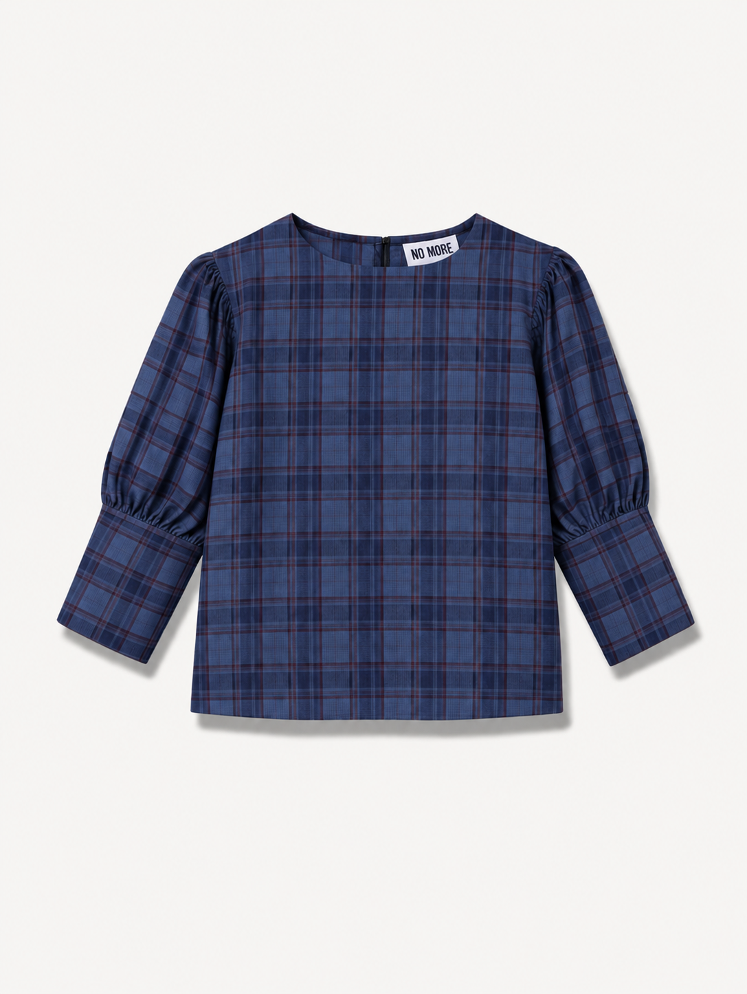 Navy Check Irish Linen Blouse - Iwona | No More Nobody