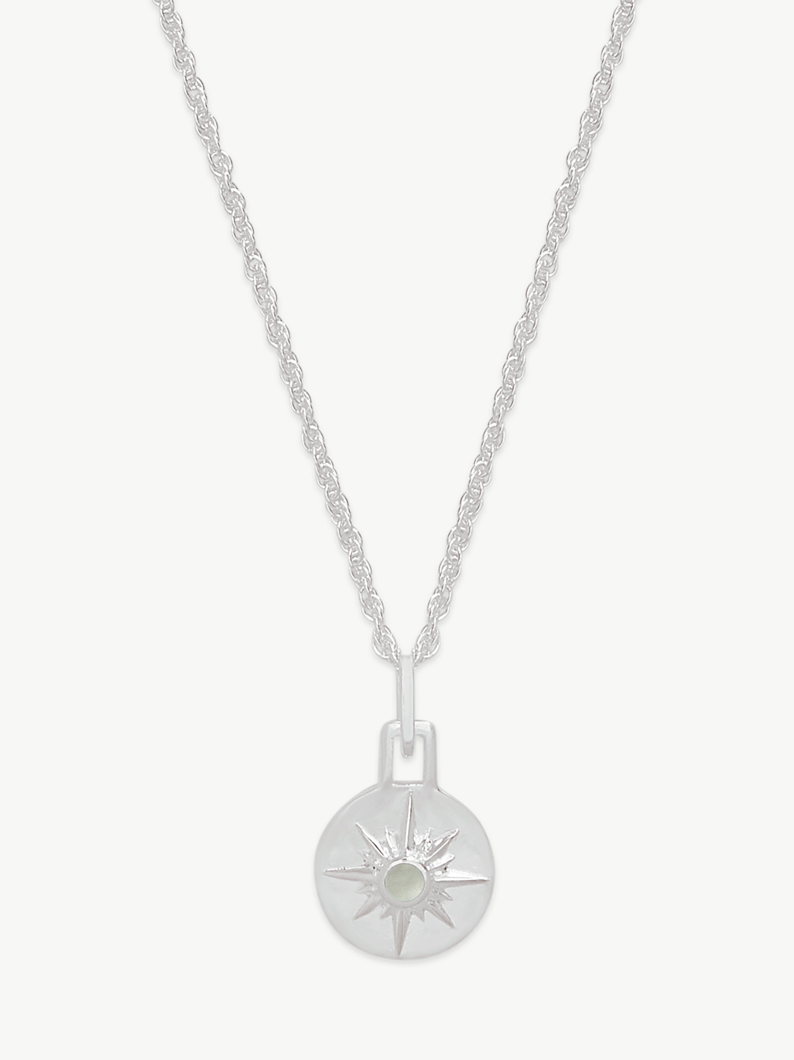 ASTRID MINI NECKLACE 16" CHAIN <br> Sterling Silver - White Mother of Pearl