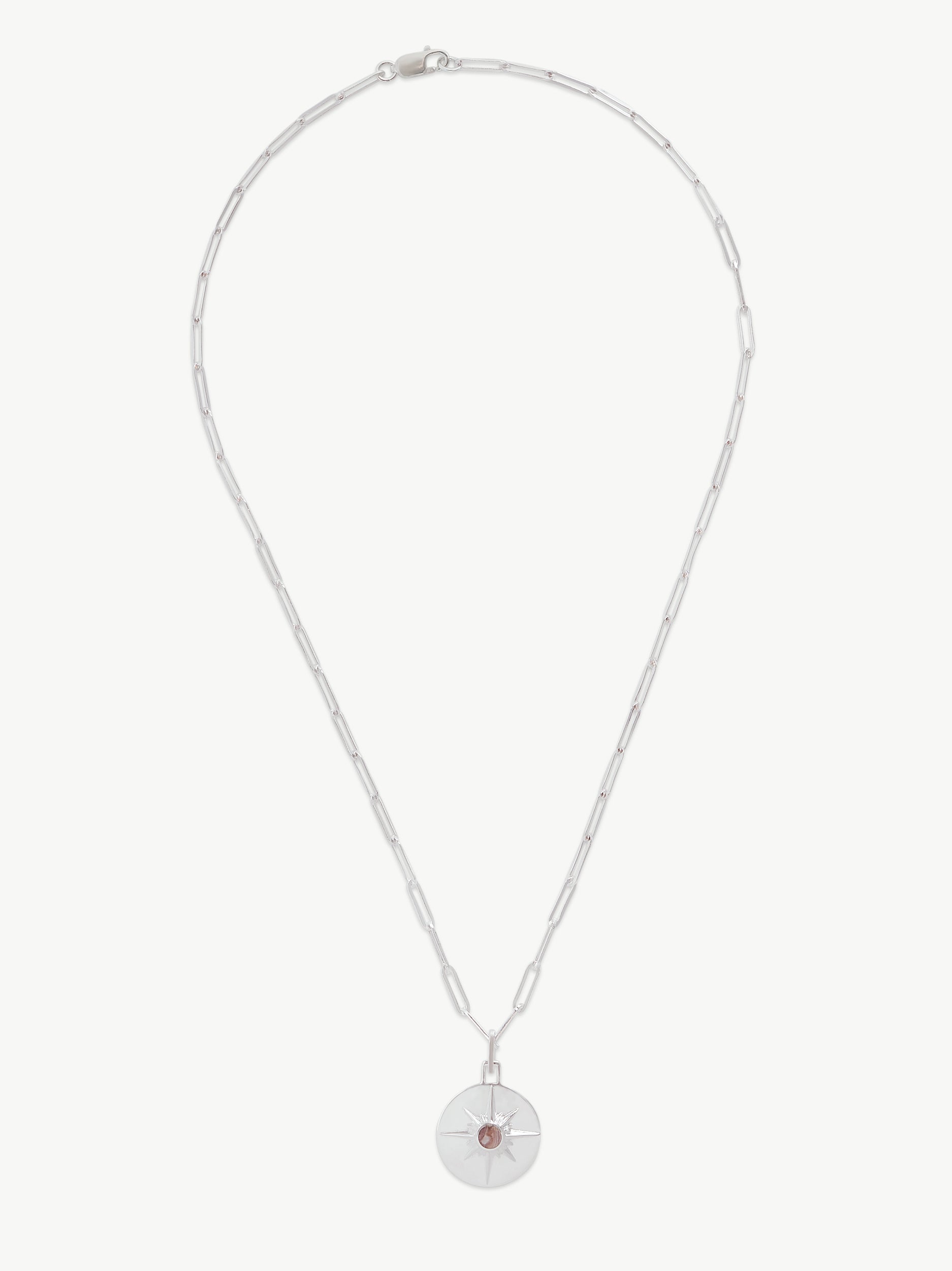 ASTRID NECKLACE <br> Sterling Silver - Pink Rhodochrosite