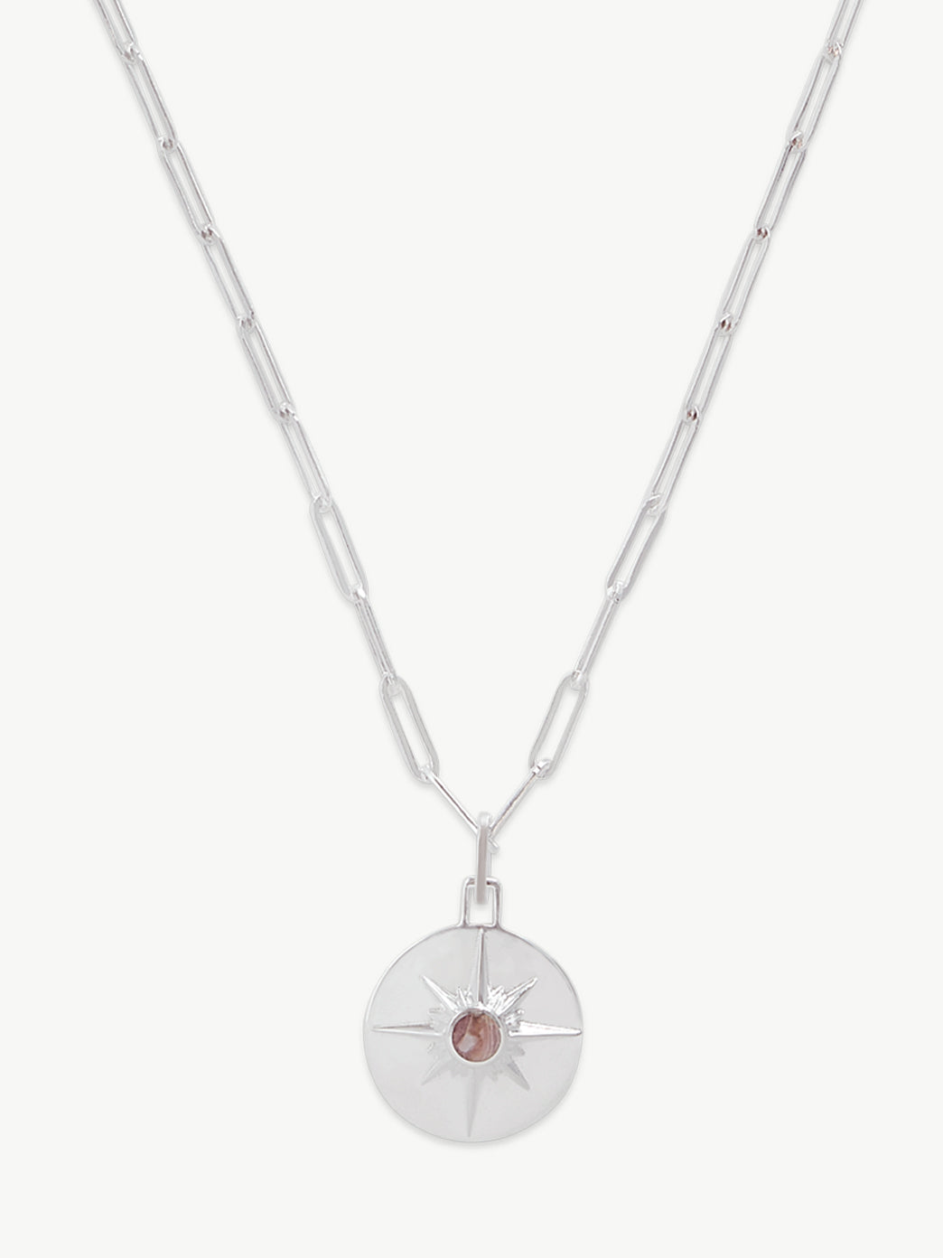 ASTRID NECKLACE <br> Sterling Silver - Pink Rhodochrosite