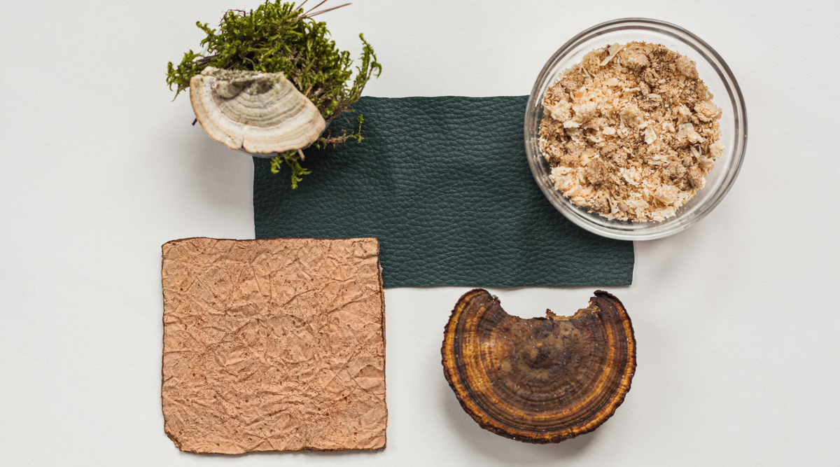 vegan leather sources such as plant, mushrooms, cork