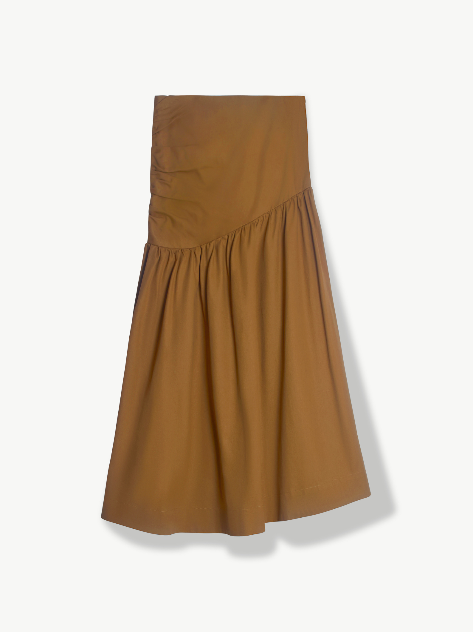 Brown maxi skirt on a white background