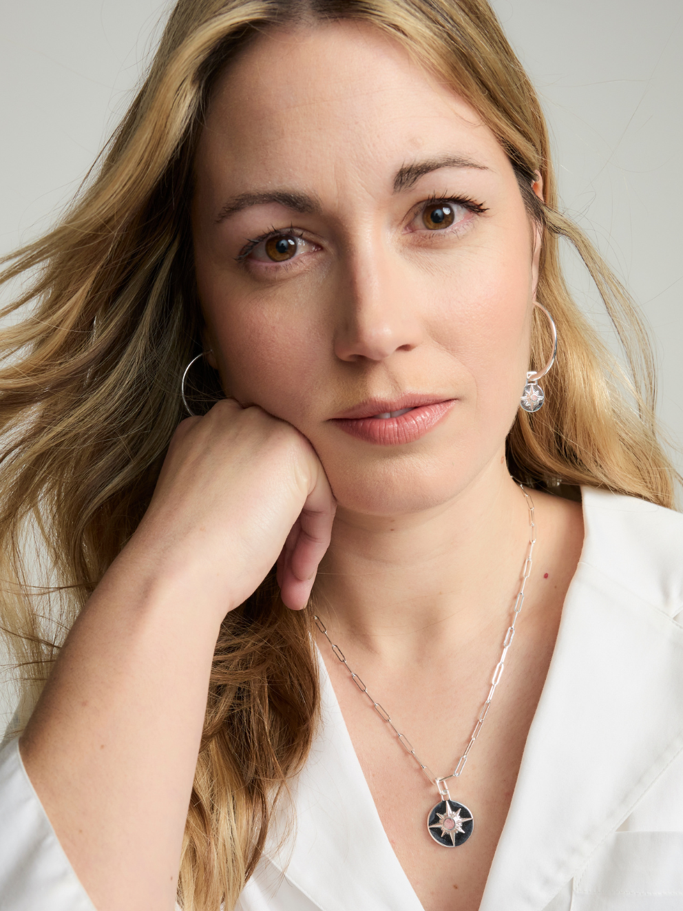 ASTRID NECKLACE <br> Sterling Silver - Pink Rhodochrosite