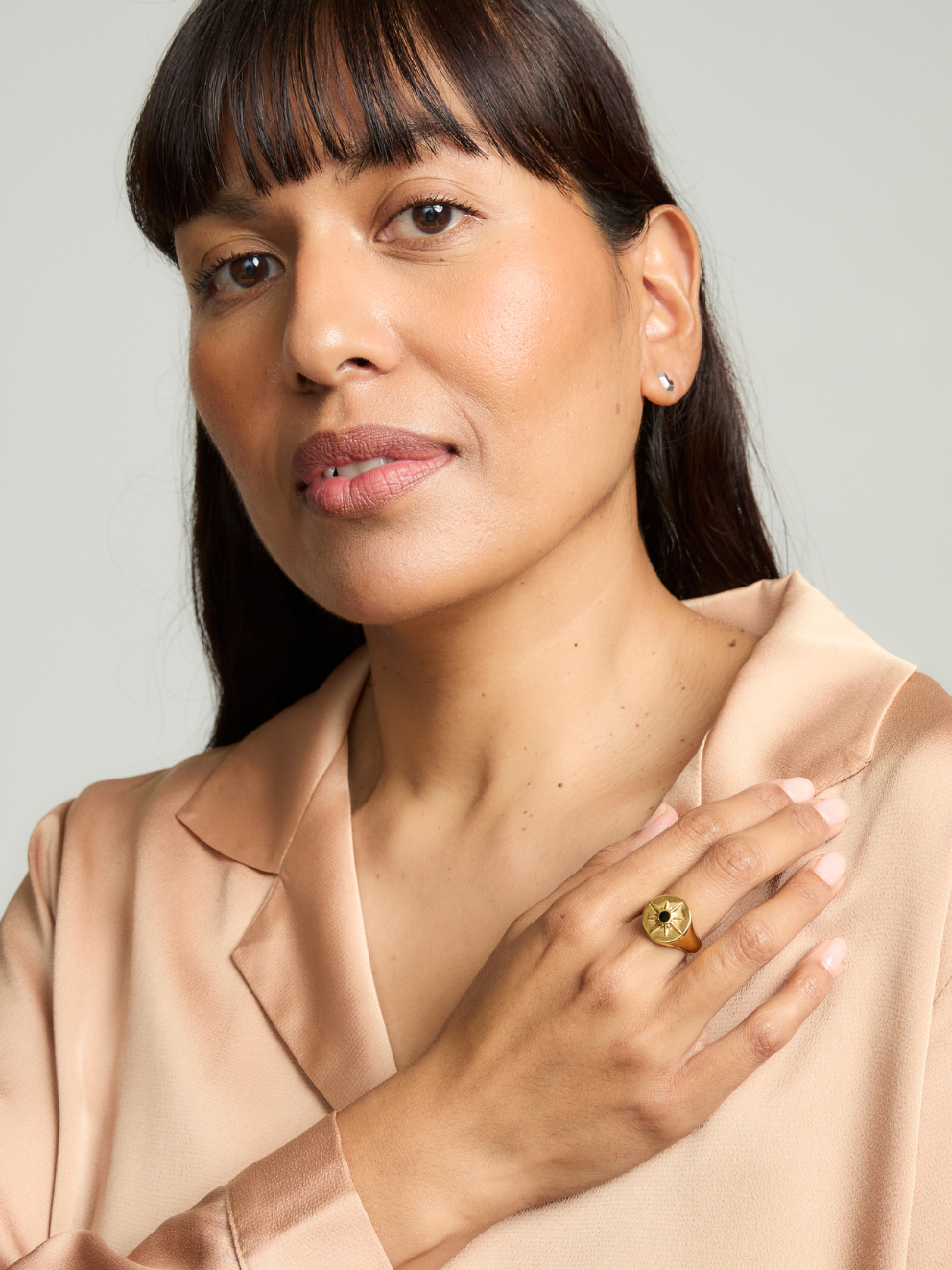 Gold plated Onyx Ring - Astrid | No More Nobody