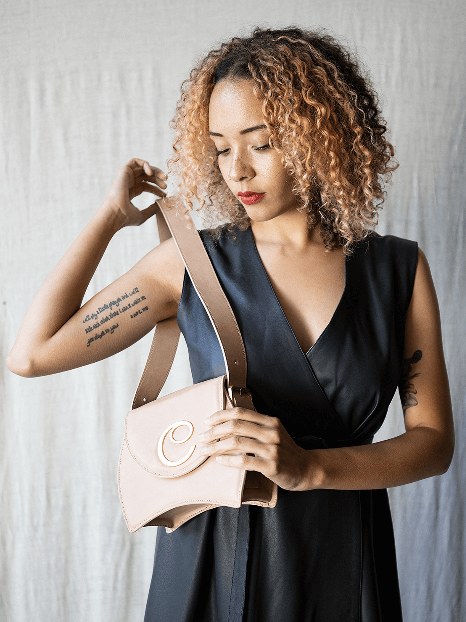 ELEKTRA SMALL CROSSBODY <br> Leather - Nude