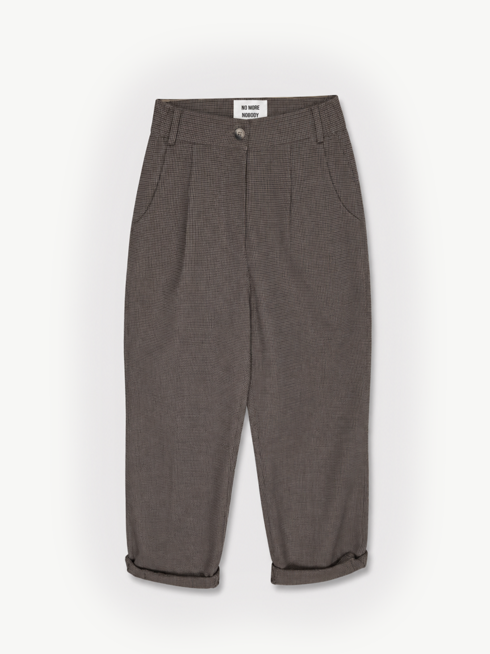 Sculpt Leg Trousers Cotton Brown Check – Bernadette | No More Nobody