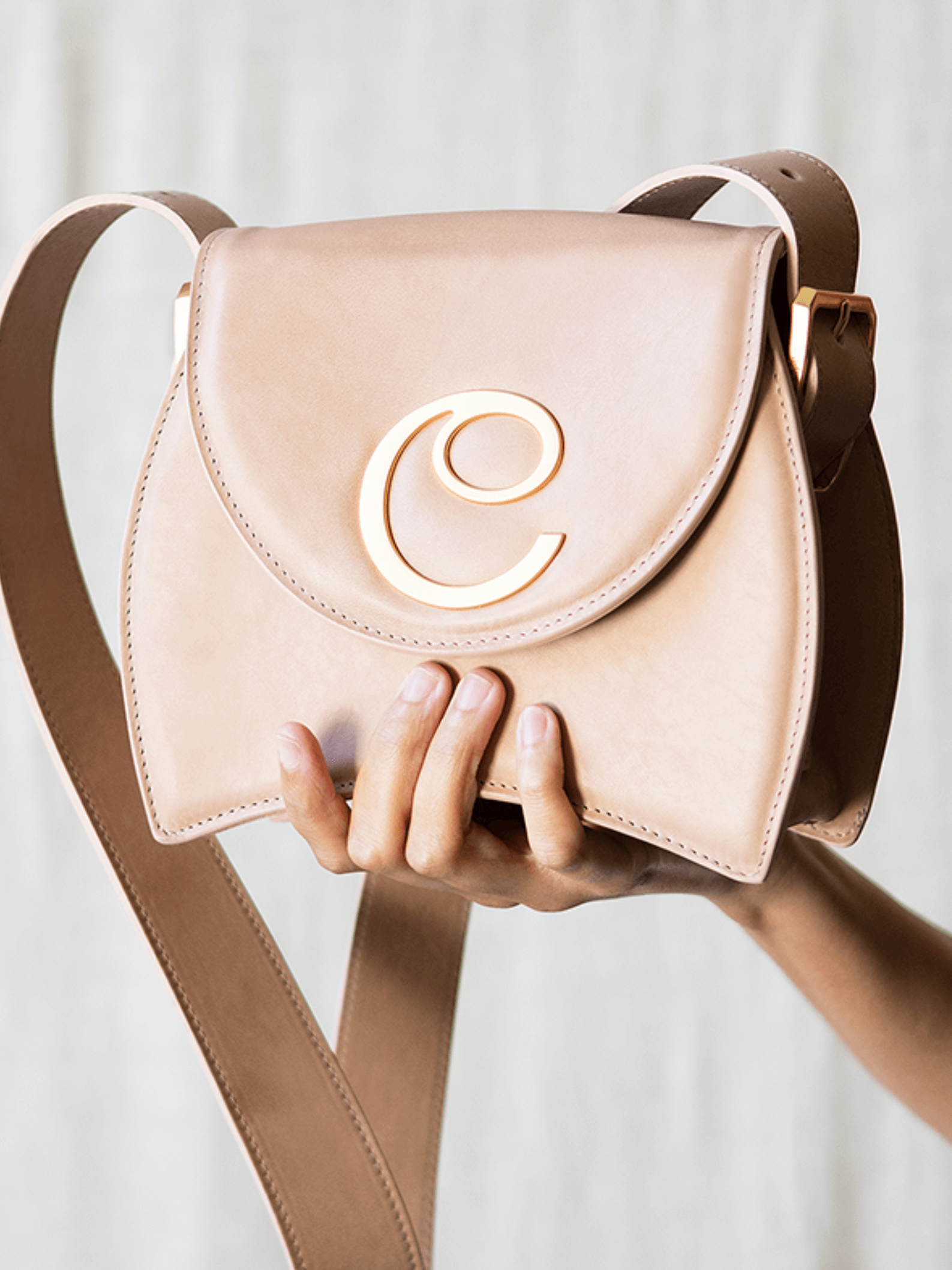 ELEKTRA SMALL CROSSBODY <br> Leather - Nude