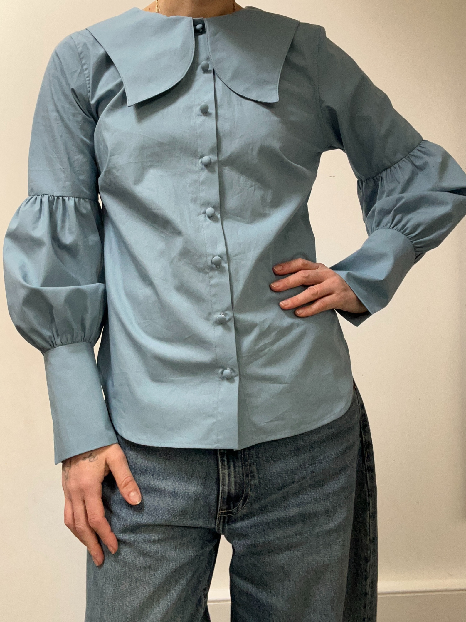 HABIBA BLOUSE <br> Organic Cotton Blue
