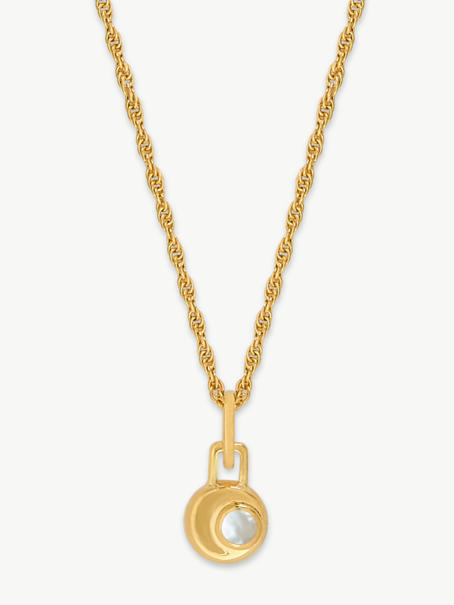 Gold necklace with a pendant on a white background