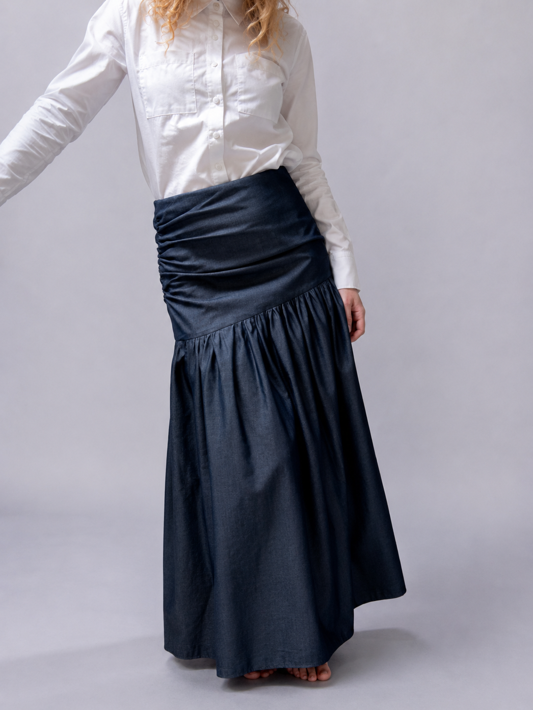 Gathered Maxi skirt Chambray – Hilda | No More Nobody