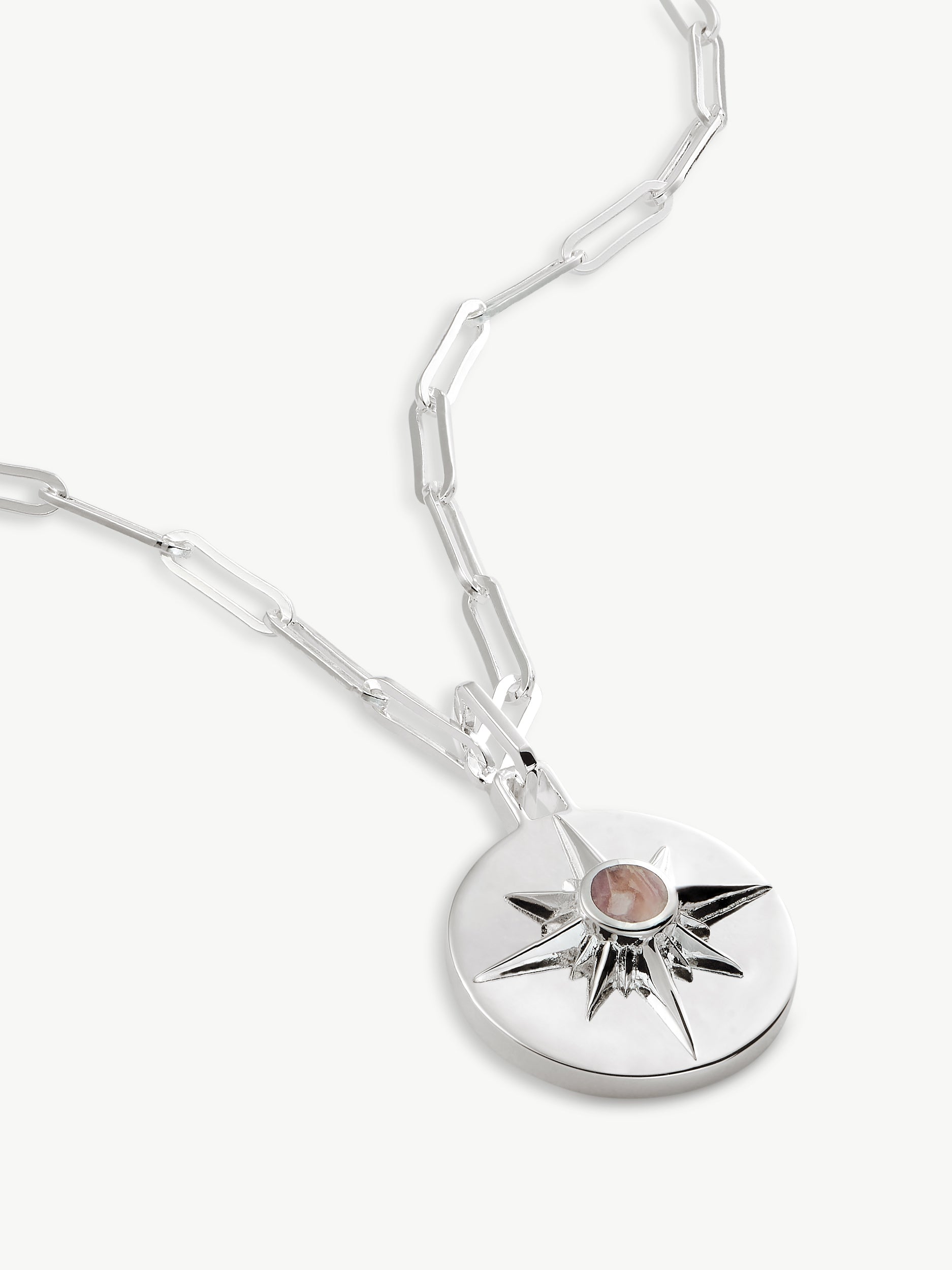 ASTRID NECKLACE <br> Sterling Silver - Pink Rhodochrosite