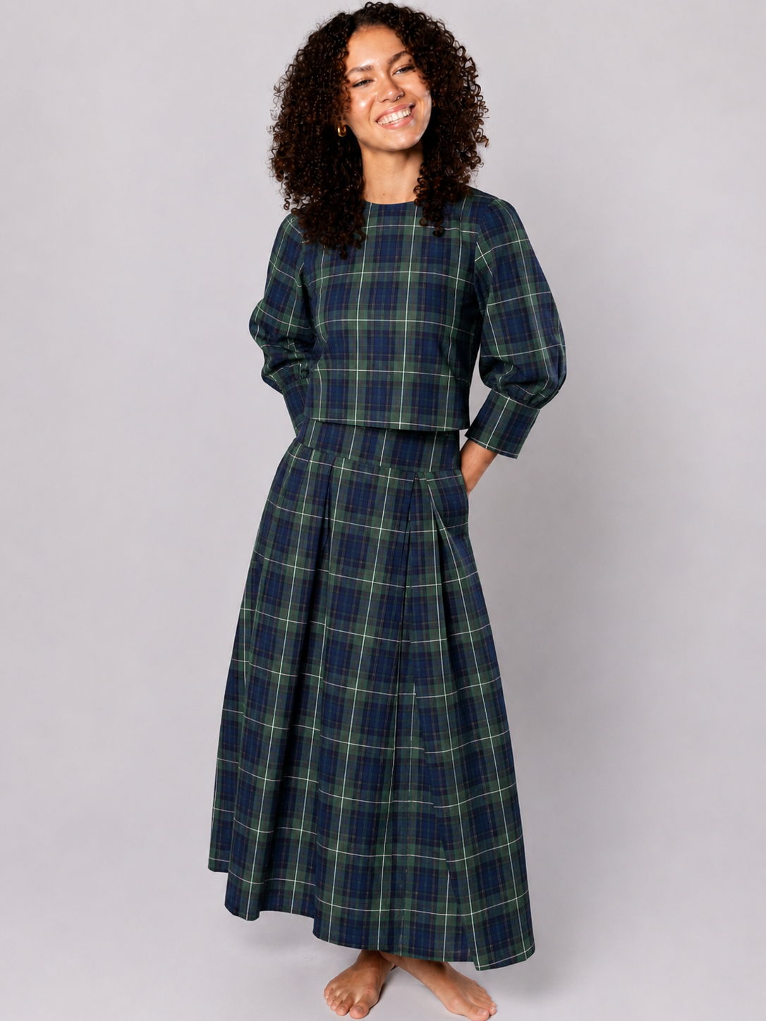 Green Check Irish Linen Blouse - Iwona | No More Nobody